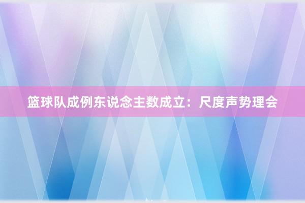 篮球队成例东说念主数成立：尺度声势理会